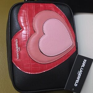 NWT Karl Lagerfeld Black and Red Heart Crossbody Bag